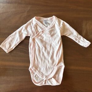 Petit Bateau organic cotton  pink long sleeve onesie